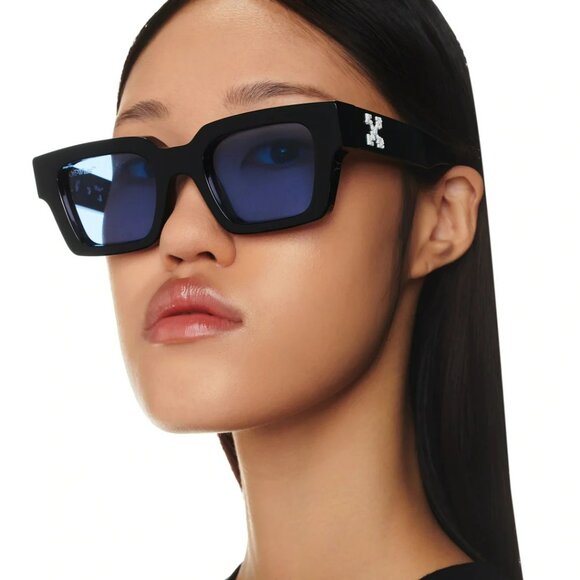 Off-White VIRGIL Women Sunglasses Havana Blue Square OERI008 6045 NEW AUTHENTIC - Picture 12 of 13